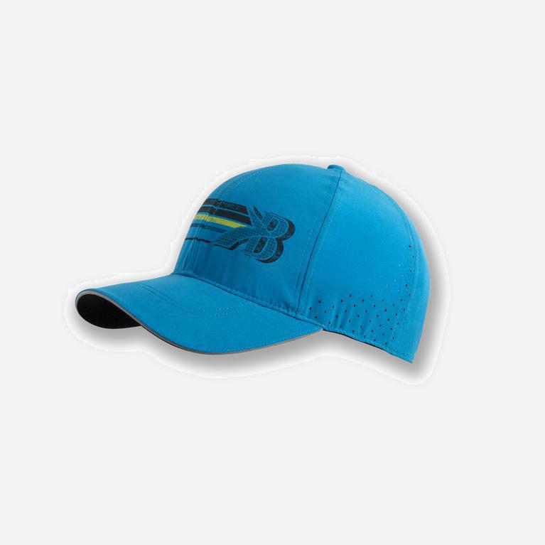 Brooks Sherpa NZ - Men's Running Hat - Electric Blue/Flying B Stripe (73185-ZOXV)